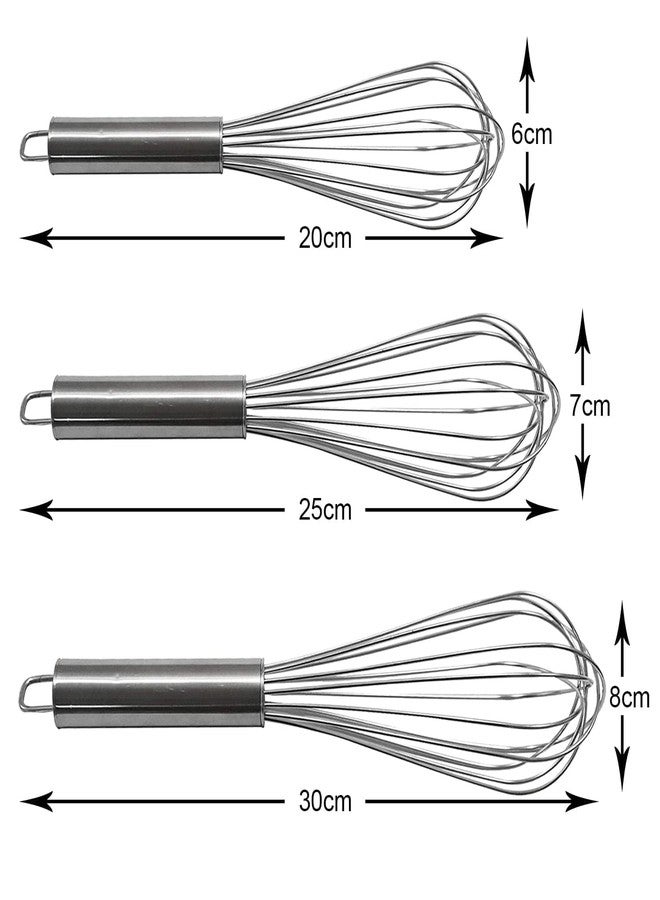 SVDK 3-Piece Stainless Steel Wire Whisk Set (8, 10 & 12 Inch) | Professional Balloon Egg Beaters for Mixing, Whipping, Baking & Cooking | Strong, Rust-Resistant Kitchen Tools - Image 2