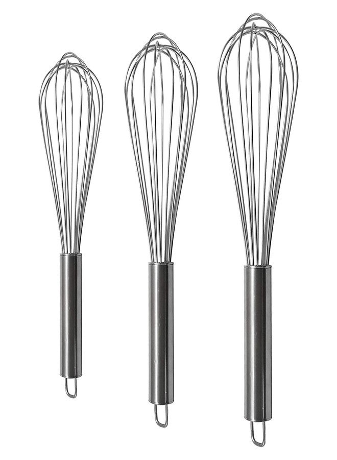 SVDK 3-Piece Stainless Steel Wire Whisk Set (8, 10 & 12 Inch) | Professional Balloon Egg Beaters for Mixing, Whipping, Baking & Cooking | Strong, Rust-Resistant Kitchen Tools - Image 1
