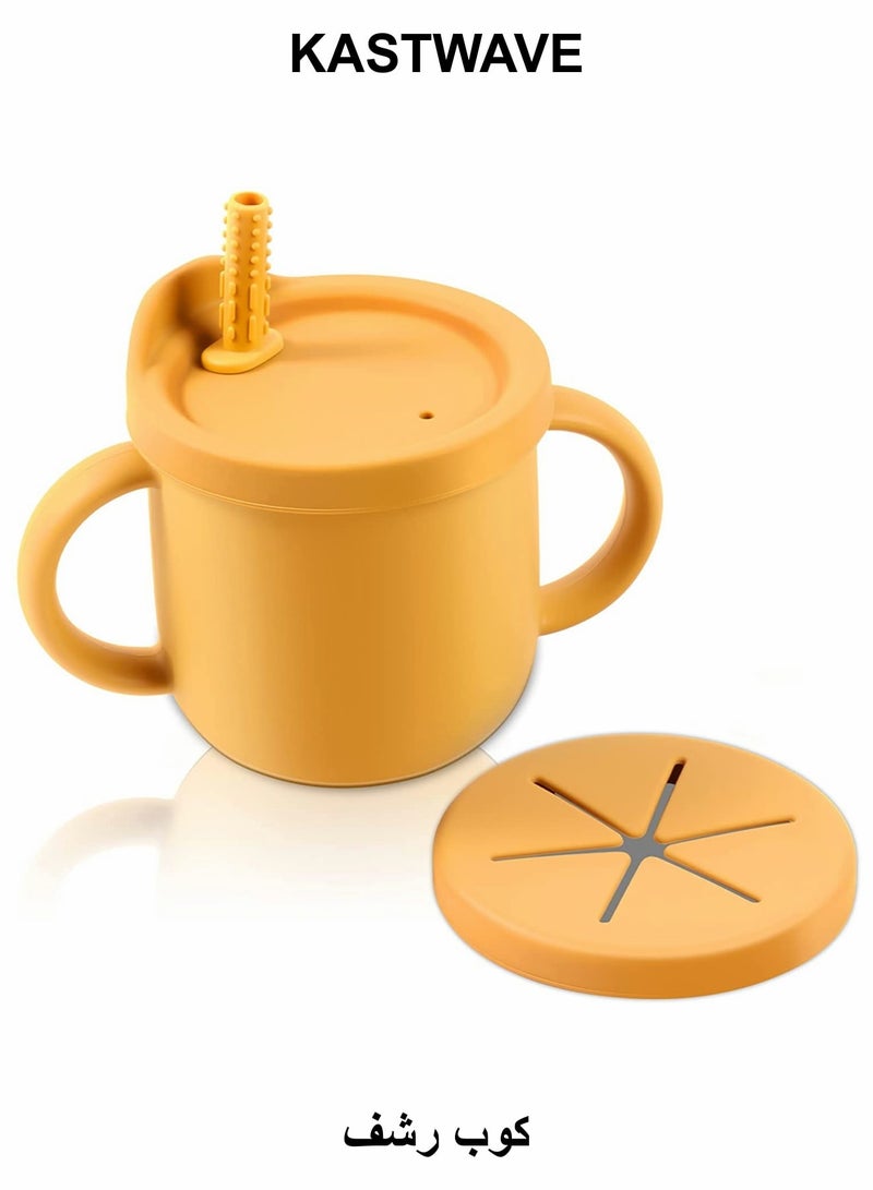 KASTWAVE Toddlers Sippy Cup & Snack Container 2-in-1(Yellow) - Image 1