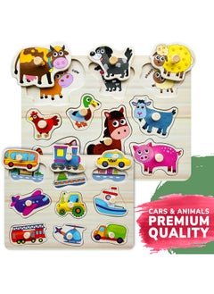 quokka QUOKKA Wooden Puzzles for Toddlers 1-3 - 6XSET Toddler Puzzles Ages 2-4 with Rack - Learning Alphabet, Numbers and Animals Toy Puzzles for Toddlers 3-5 - Wood Games Gift for Boys and Girls  - Image 5