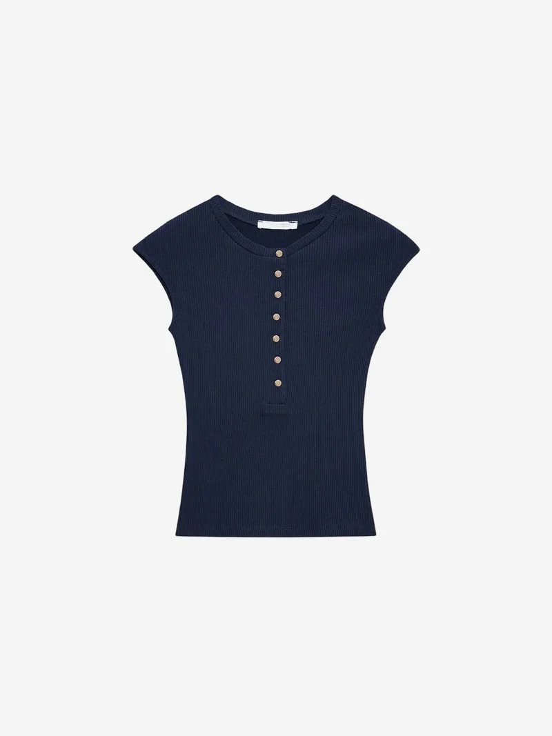 ديلفين DILVIN Fitted Cotton Jersey Crew Neck T-Shirt