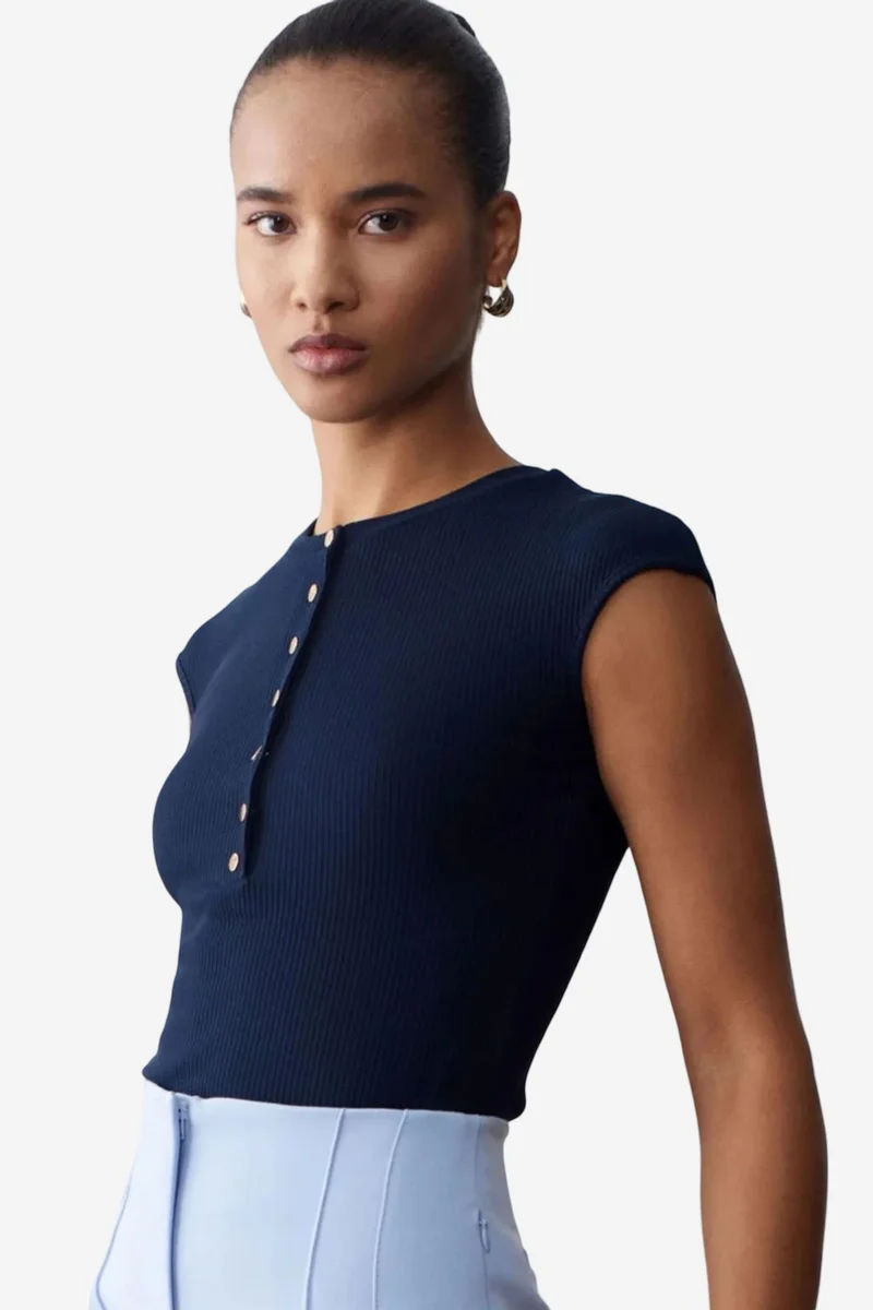 Dilvin Navy Blue DILVIN Fitted Cotton Jersey Crew Neck T-Shirt for Women | Best Price UAE