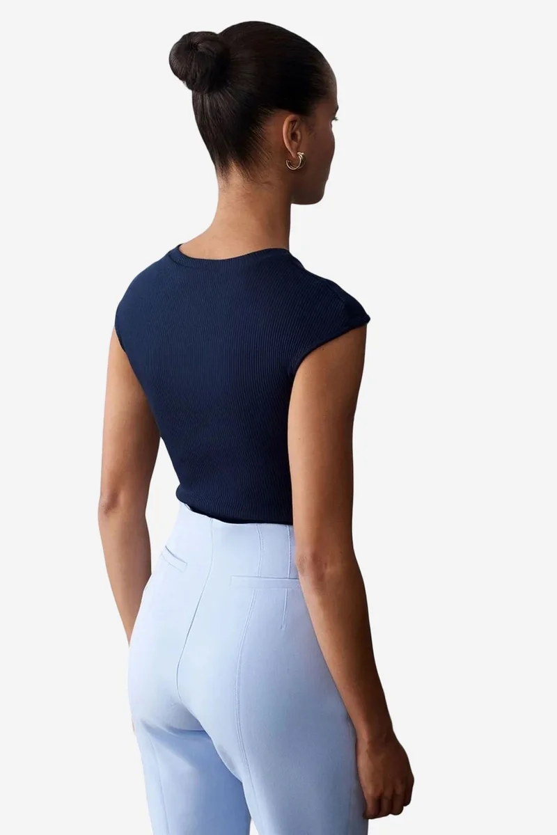 Dilvin Navy Blue DILVIN Fitted Cotton Jersey Crew Neck T-Shirt for Women | Best Price UAE