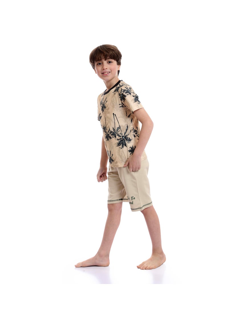 REDCOTTON Boys Bi-Tone Patterned Tee & Cotton Shorts Pajama Set  - Image 3