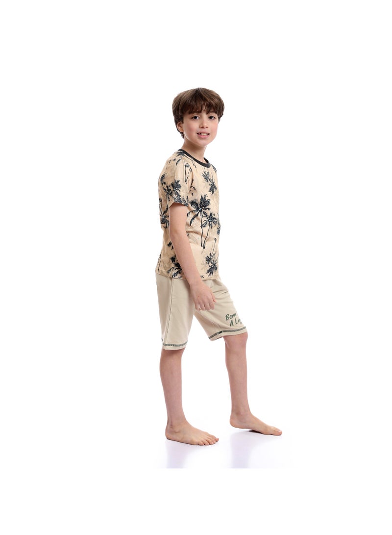 REDCOTTON Boys Bi-Tone Patterned Tee & Cotton Shorts Pajama Set  - Image 4