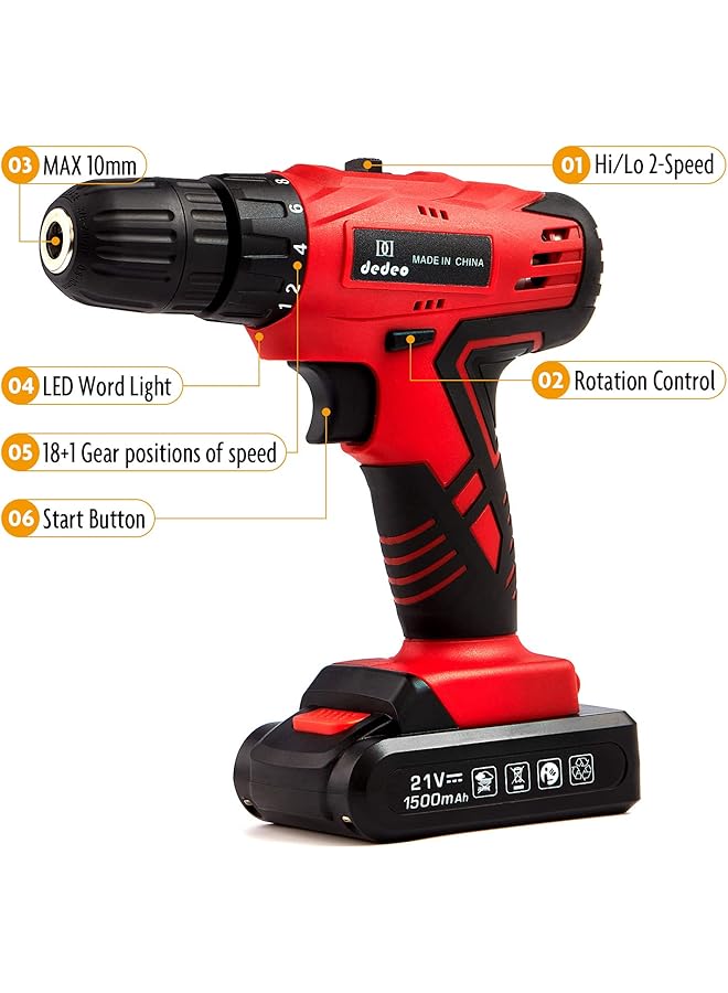 erorex Cordless Drill Machine Tool Sets Red - Image 3