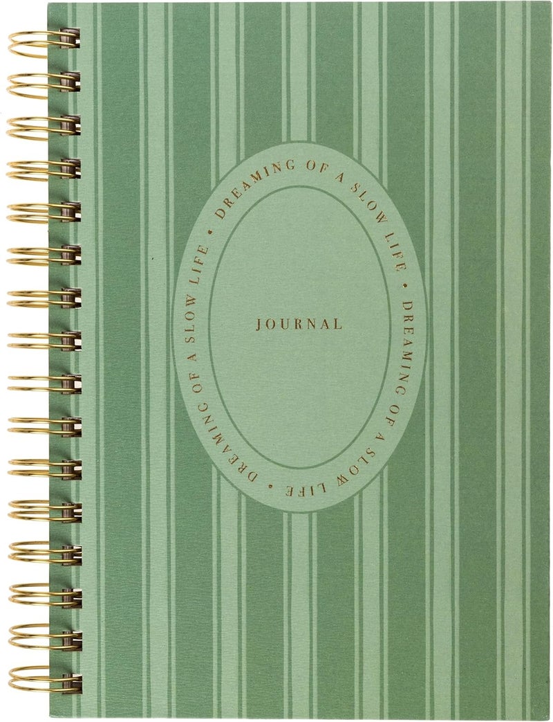 Graphique Cottage Stripe Hardbound Spiral Journal, 160 Ruled Pages Hard Cover Notebook, Diary, Lists, Record Month and Date, Premium Paper, 6” x 8” - Image 1