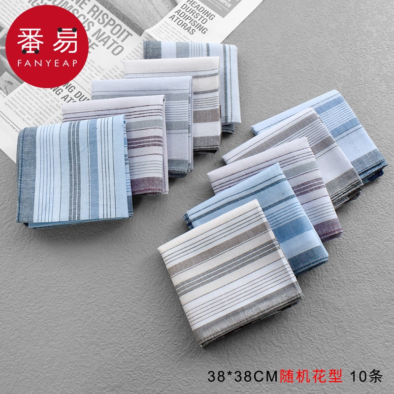 /10Y Handkerchief A1P60 - Men'S Sweat-Absorbing Nostalgic Pocket Square With Classic Plaid Pattern - Image 1