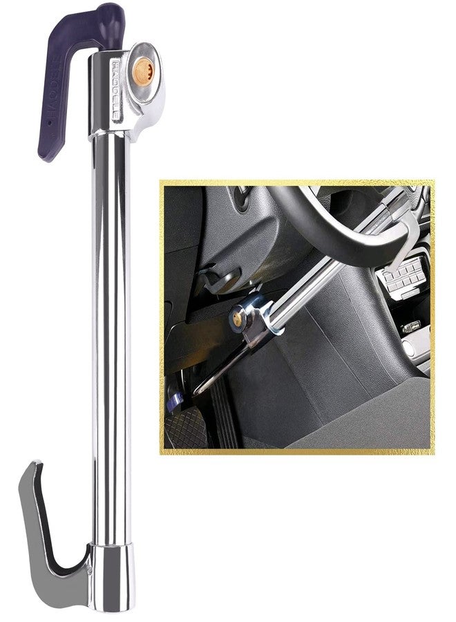 Tevlaphee Universal Steering Wheel Brake Lock Anti-Theft Retractable Double Hook Extended Car Lock Clutch Pedal Lock for Car Truck SUV Van Security with 3 Keys(Extended) - Image 1