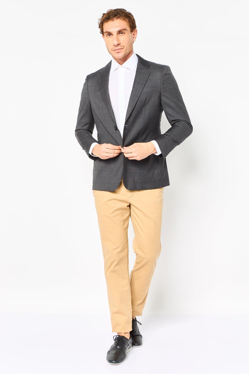 SELECTED Men Regular Fit Checkered Casual Blazer, Dark Grey - Image 4