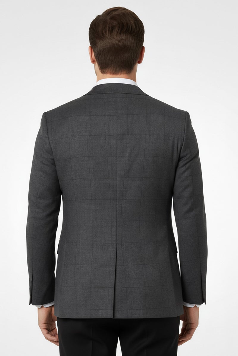 SELECTED Men Regular Fit Checkered Casual Blazer, Dark Grey - Image 2