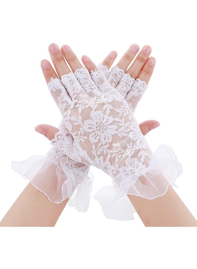 Lace Fingerless Gloves Short Lace Floral Gloves Courtesy Summer Gloves for Parties - Image 1