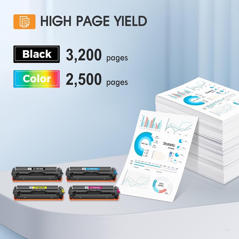 Cool Toner 218X Toner Cartridges 4 Pack 218 3301fdw 3201dw 3301 218A Compatible for HP 218X 218A Color LaserJet Pro MFP 3301cdw 3301sdw Printer Ink Set W2180X High Yield with Chip (Black Cyan Yellow Magenta) - Image 3