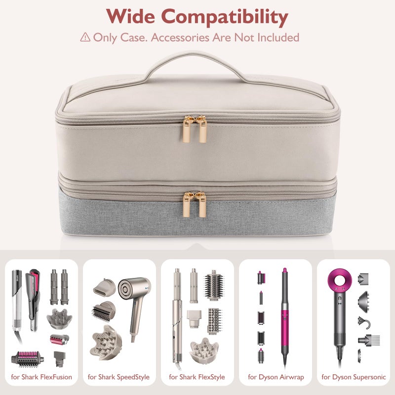 Adworte Travel Carrying Case for Hair Dryer Shark Flexstyle FlexFusion Airwrap Brush Double-Layer Hair Accessories Tools Storage Bag for Revlon Hairdryer Styler Organizer - Image 4