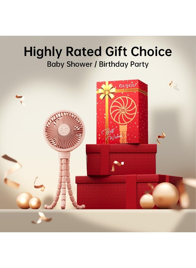 GUSGU مروحة عربة الأطفال GUSGU قابلة للتثبيت، ثلاثية القوائم مرنة وبطارية قابلة للشحن، مروحة شخصية صغيرة، مروحة محمولة صغيرة للسفر، محمولة باليد، للسيارة (وردي) - Image 5