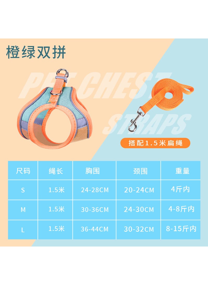 Generic - Cross-border Pet Products Cat Rope Cat Traction Rope Vest-style Anti-break-free Special Cat Rope Cat Chest BackOrange Green chest back + flat rope Orange Green chest back + flat rope - Image 1