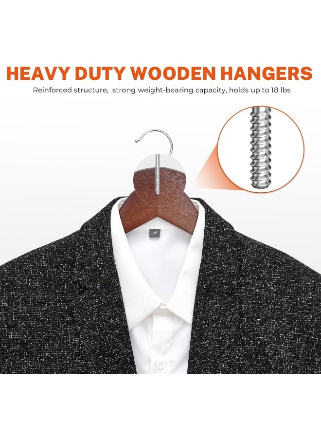HOUSE DAY HOUSE DAY Wooden Hangers 12 Pack Hangers with Clips Wood Hangers Wooden Clothes Hanger Natural Smooth Finish Wooden Hanger Premium Wooden Hangers for Clothes Suit, Walnut  - Image 4