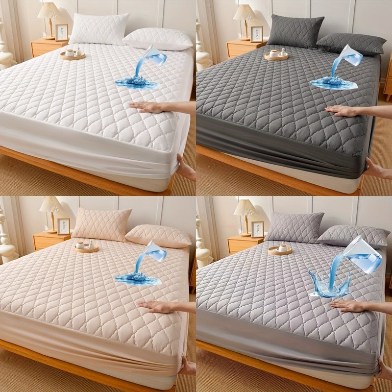 1pc Luxurious Ultra-Soft Comfortable Waterproof Bed Cover with Layered Quilted Sheets, Solid Color Full-Coverage Mattress Protector Suitable for Bedrooms And Hotels, for Single And Double Beds in Dormitories, Skin-Friendly, Breathable - Image 4