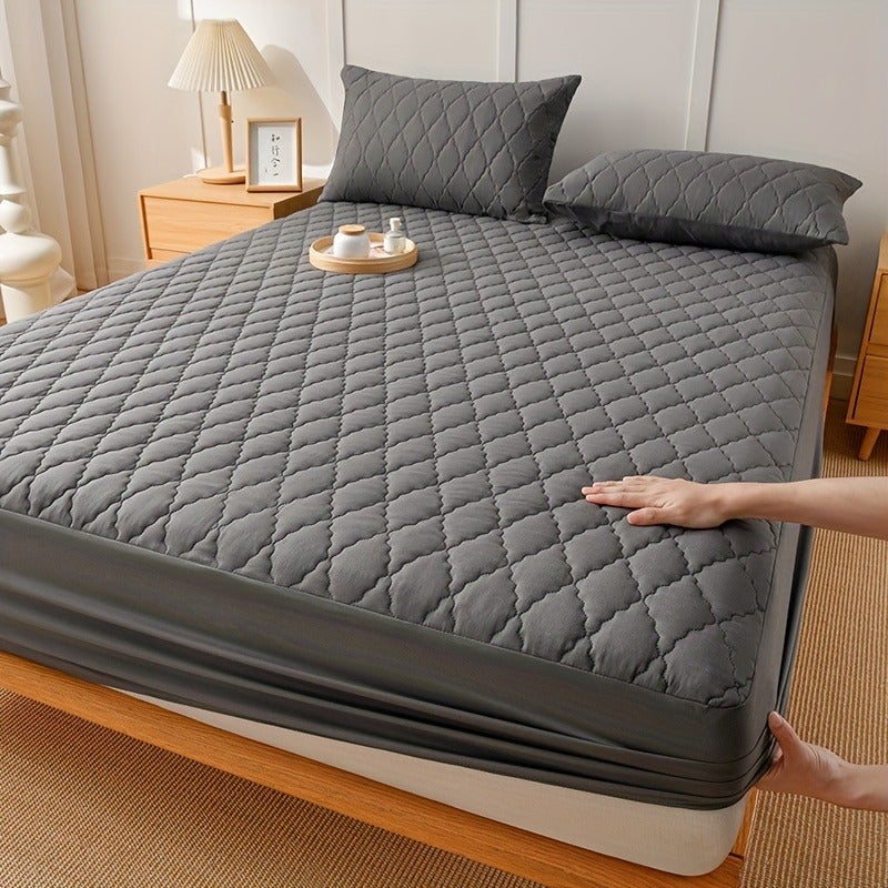 1pc Luxurious Ultra-Soft Comfortable Waterproof Bed Cover with Layered Quilted Sheets, Solid Color Full-Coverage Mattress Protector Suitable for Bedrooms And Hotels, for Single And Double Beds in Dormitories, Skin-Friendly, Breathable - Image 5