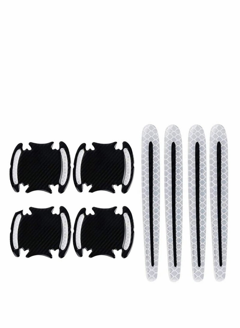 Excefore Car Door Handle Reflective Stickers Universal Auto Door Handle Scratch Cover Guard Protective Film Pad with Safety Reflective Strips 8 Pack - Image 1