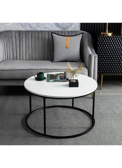 Generic Round Coffee Table For Living Room  Bedroom And Office  Modern Cocktail Table  Accent Side Sofa Table With Wooden Top & Metal Frame  Sturdy And Stylish  31.5 Inch White 