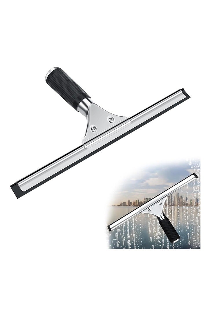 All-Purpose Stainless Steel Shower Squeegee for Shower Glass Door with Adhesive Hook, Bathroom Cleaner Tool, Household Window Mirror Squeegee for Glass Doors, Cleaning Tile Wall, Car - Image 1