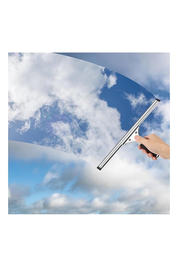 All-Purpose Stainless Steel Shower Squeegee for Shower Glass Door with Adhesive Hook, Bathroom Cleaner Tool, Household Window Mirror Squeegee for Glass Doors, Cleaning Tile Wall, Car - Image 2