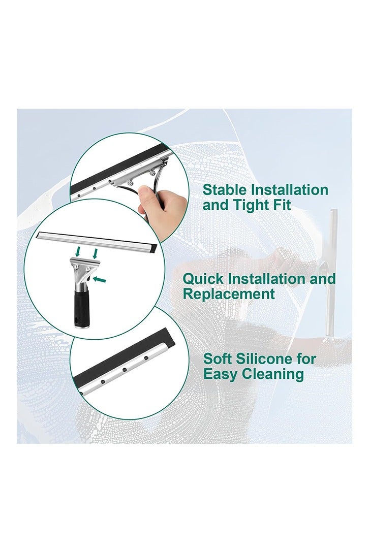 All-Purpose Stainless Steel Shower Squeegee for Shower Glass Door with Adhesive Hook, Bathroom Cleaner Tool, Household Window Mirror Squeegee for Glass Doors, Cleaning Tile Wall, Car - Image 4