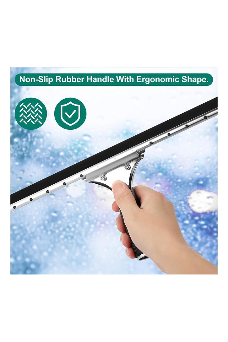 All-Purpose Stainless Steel Shower Squeegee for Shower Glass Door with Adhesive Hook, Bathroom Cleaner Tool, Household Window Mirror Squeegee for Glass Doors, Cleaning Tile Wall, Car - Image 5