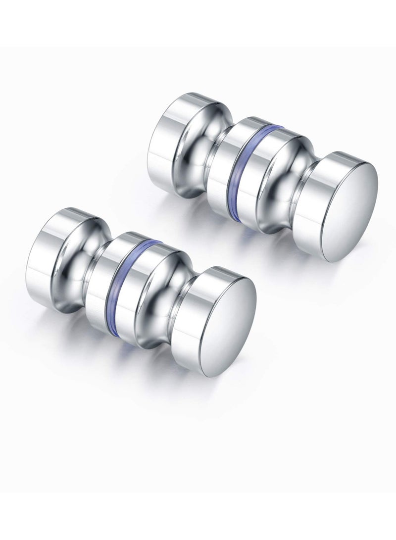 SANMUGEED 2 Pcs Shower Door Knobs, Stainless Steel Bath Glass Door Handles, Round Groove Replacement Shower Screen Knobs Handles for Cabinet, Kitchen, Home  - Image 1