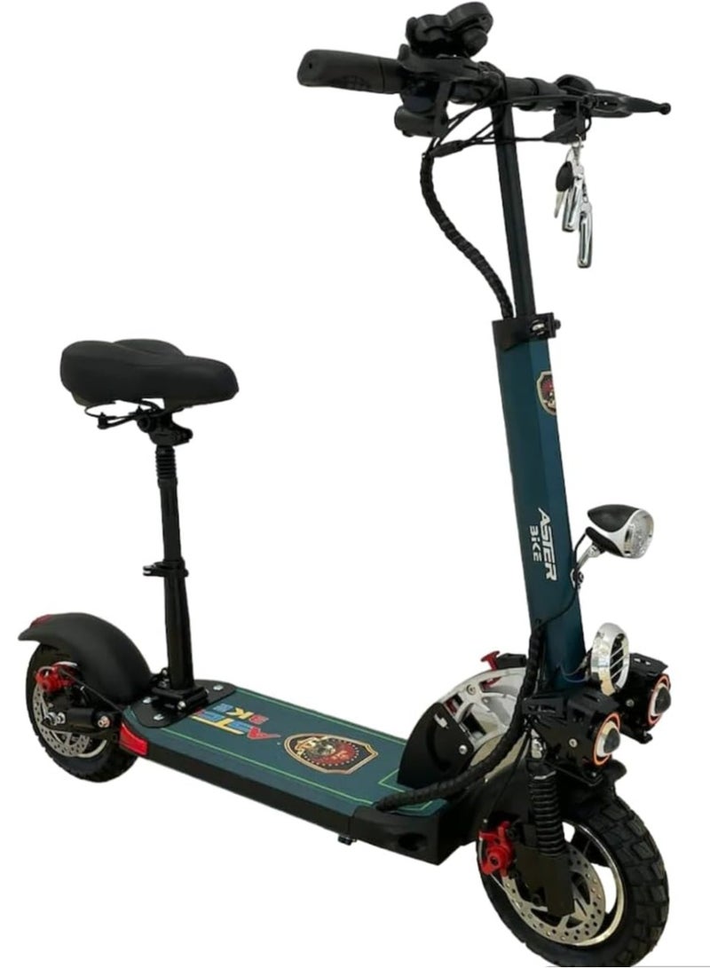 Aster Next Level E Scooter for Adults, Aster Bike E10 Pro Electric Scooter, has 10 inch off-road tires and is fully foldable. Range upto 40 to 50 km 48V 13AH Battery 2000W Motor With FREE Helmet and Safety Belt - Image 2