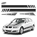 Dickno 6PCS Car Hood Stripe Sticker Vinyl Auto Body Side Rearview Mirror Decal Sports Racing Stripe Graphic Decal Stickers Universal Vehicle Exterior DIY Decoration Accessories Black - Image 2