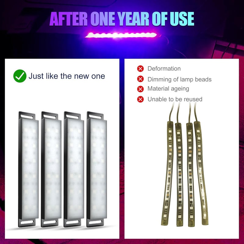 ضوء داخلي ذكي LED من هوناليا للسيارة مع التحكم بالتطبيق ومزامنة الموسيقى وتغيير الألوان RGB، شريط ضوء متعدد الألوان نيون صلب للديكور الداخلي للسيارة مع منفذ USB للنساء والرجال والأصدق��ء، DC 5V - Image 4
