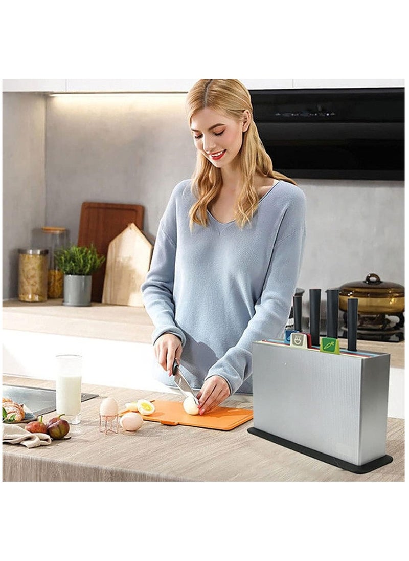Arabest - Kitchen Cutting Board Set, Cutting Board and Knife Set with 4 Color Coded Chopping Boards & 4 Knives, Professional Index Chopping Board Set for Kitchen - Image 1