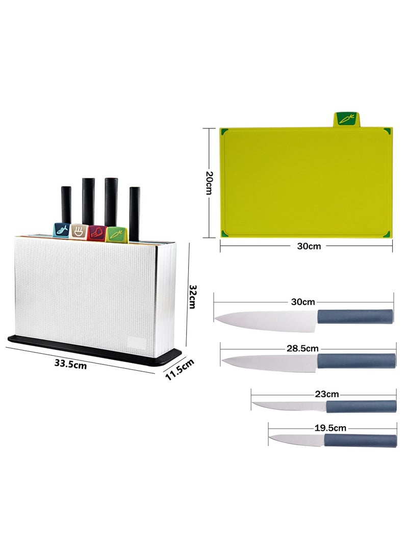Arabest - Kitchen Cutting Board Set, Cutting Board and Knife Set with 4 Color Coded Chopping Boards & 4 Knives, Professional Index Chopping Board Set for Kitchen - Image 1