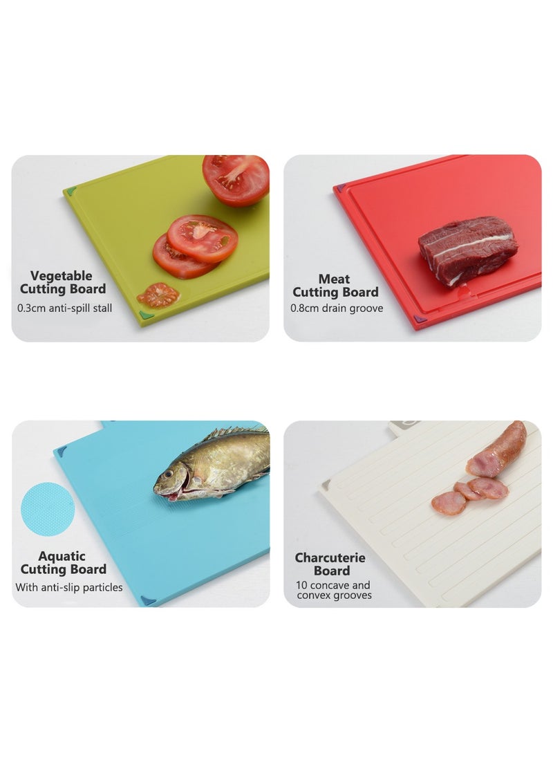 Arabest - Kitchen Cutting Board Set, Cutting Board and Knife Set with 4 Color Coded Chopping Boards & 4 Knives, Professional Index Chopping Board Set for Kitchen - Image 1
