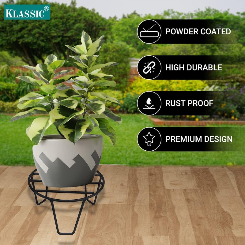 Klassic Round Metal Plant Stand for Indoor and Outdoor Use | Plant Stand for Balcony | Gamla, Pot Stand for Indoor Plants | Premium and Strong Metal Stand for Plants - Image 3