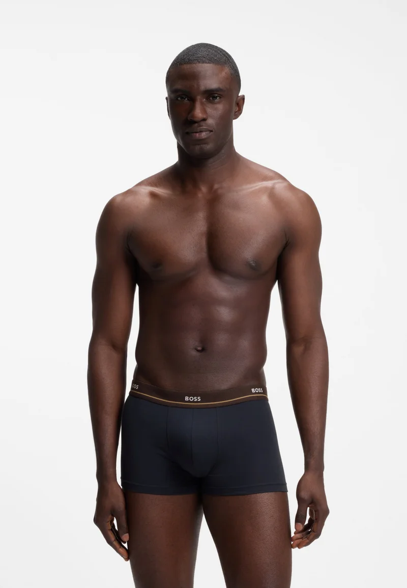 BOSS Five-pack of stretch-cotton trunks with logo waistbands