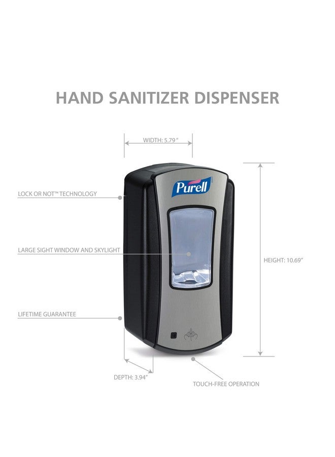 بُريل موزع معقم اليدين Purell LTX-12 بدون لمس، كروم/أسود، لعبوات معقم اليدين Purell LTX-12 سعة 1200 مل (عبوة من قطعة واحدة - تُباع العبوات بشكل منفصل) - 1928-04 - Image 5