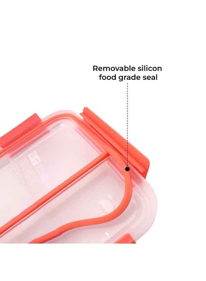 Brain Giggles BrainGiggles Stainless Steel 2 Compartments Lunch Box with Removable Inner Tray for Kids Adults - Red - Image 4