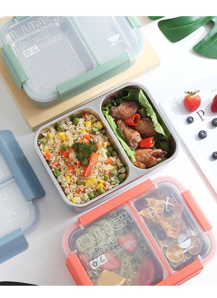 Brain Giggles BrainGiggles Stainless Steel 2 Compartments Lunch Box with Removable Inner Tray for Kids Adults - Red  - Image 4