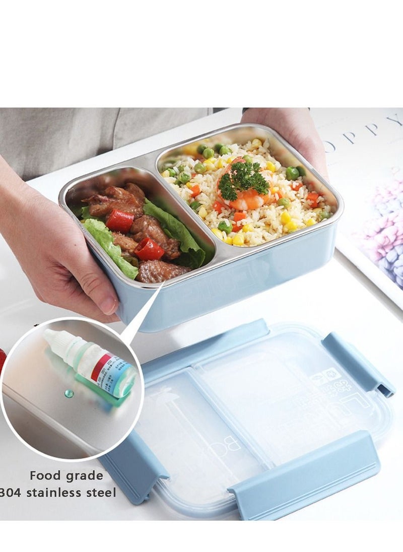 Brain Giggles BrainGiggles Stainless Steel 2 Compartments Lunch Box with Removable Inner Tray for Kids Adults - Red  - Image 3