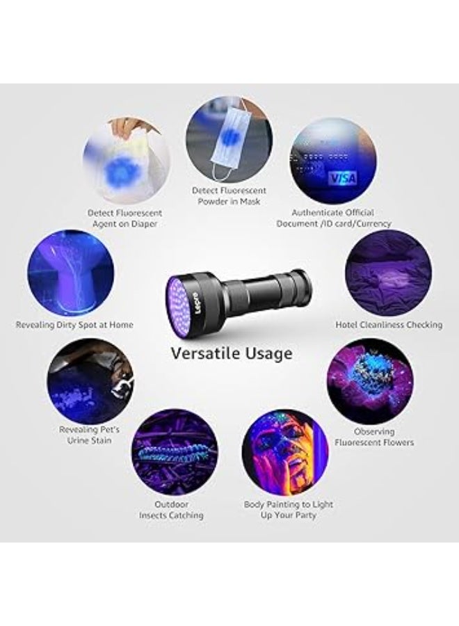 Lepro UV Flashlight, 51 LED UV Light Torch, Black-light Lights, 395nm Ultraviolet Flashlight, Blacklight Detector for Pet Urine, Stain, Bed Bugs, Scorpions, Banknote and More (Batteries Not Included) - Image 2