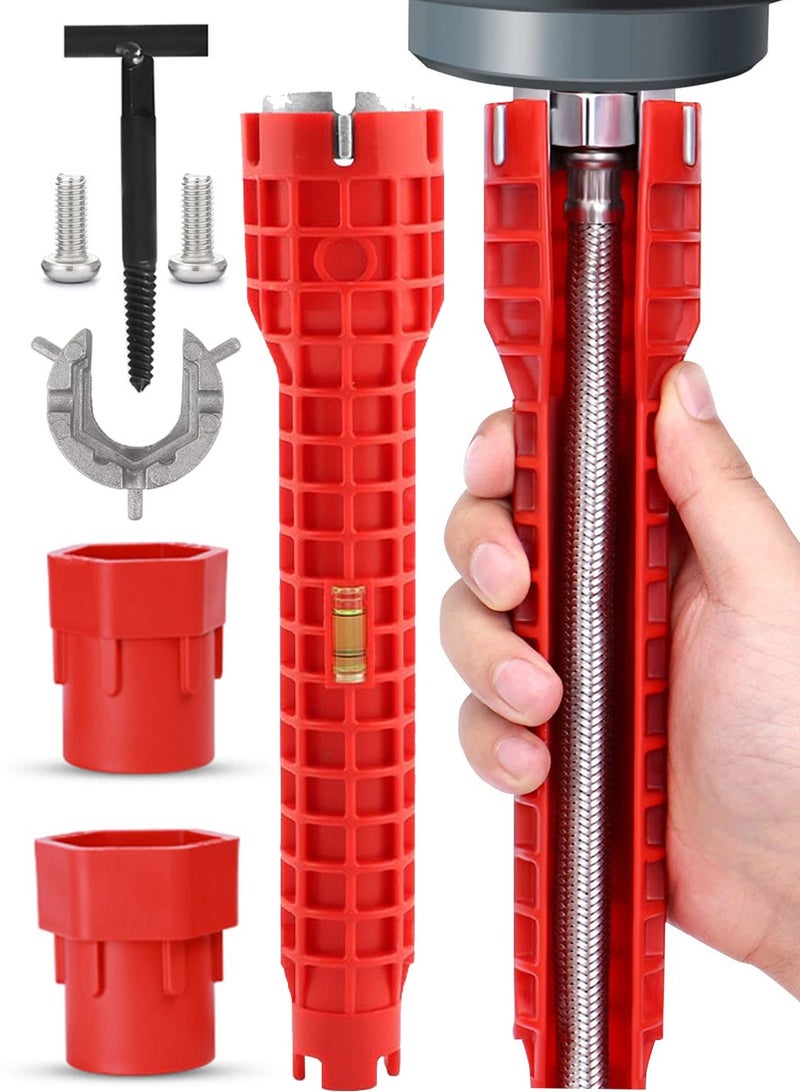 SANMUGEED 8 in 1 Faucet Wrench Tool - Faucet and Sink Installer - Sink Faucet Install Socket Wrench Kit - Plumbing Pipe Spanner Tool - Spanner Faucet Wrench Tool Sink/Bathroom/Kitchen - Image 1