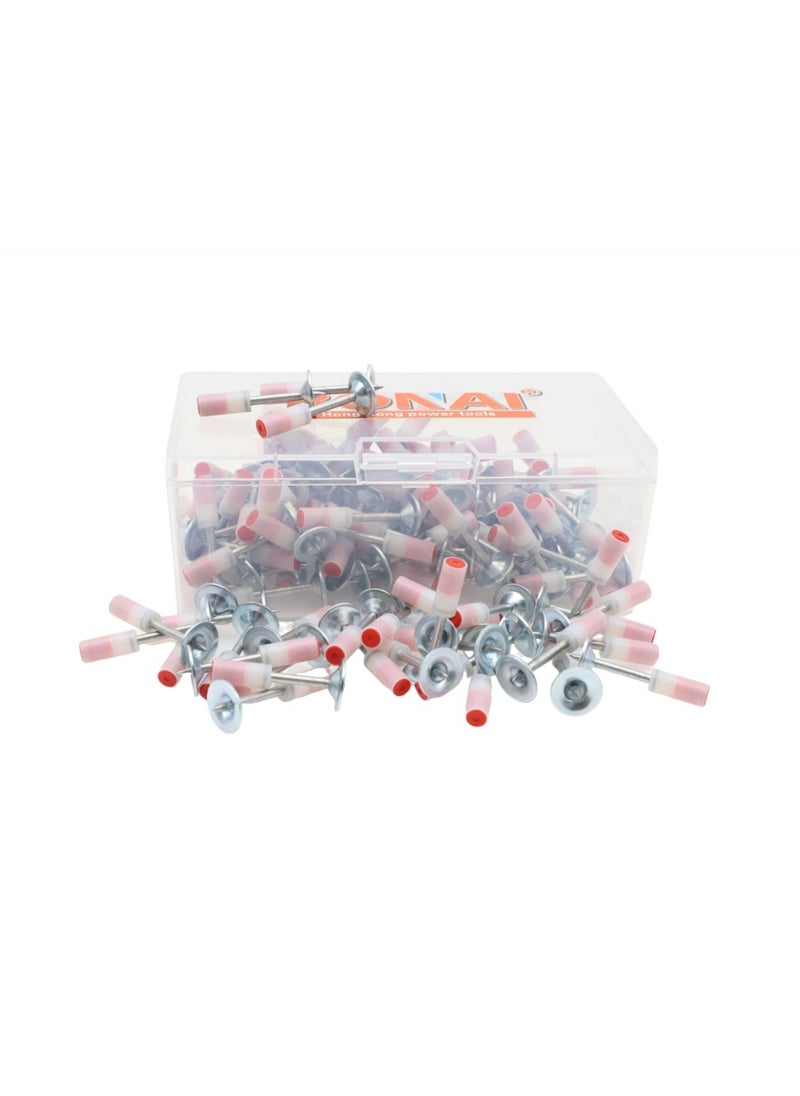 BONAI - Pack of 100 Round Nails for Nail Guns, 7.3 mm Steel Nails, Nail Gun/Rivet Gun Accessories, Manual Steel Nails, Mini Nails for Ceiling/Wire Hider/Attachment (25 mm) - Image 1