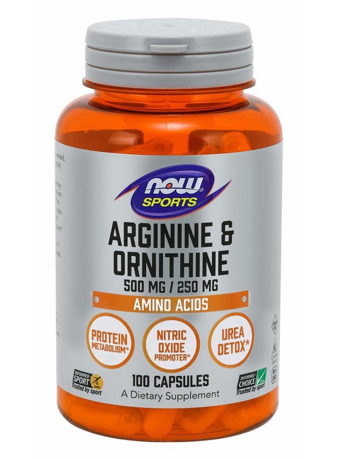 now L-Arginine & Ornithine 500/250 mg 100 Caps Foods - Image 1