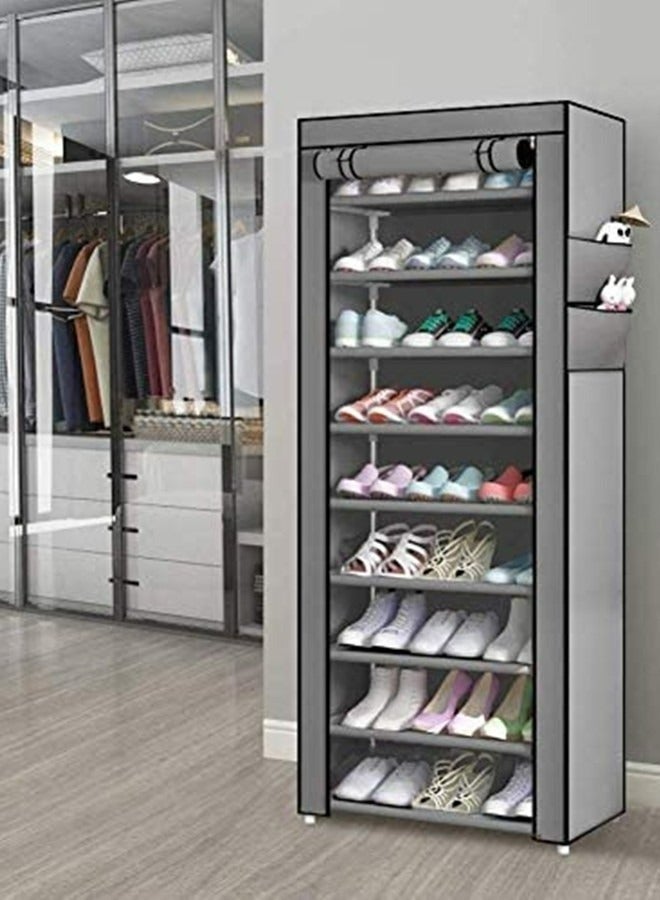 RollsTimi  10-Layer Shoe Rack with Dustproof Cover Grey/Black  - Image 2