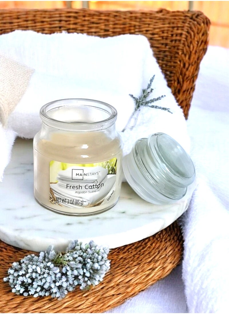 Mainstays - Fresh Cotton Scented Jar Candle with Lid 85 g - Image 1