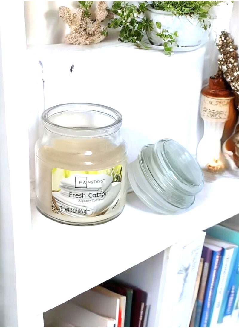 Mainstays - Fresh Cotton Scented Jar Candle with Lid 85 g - Image 1