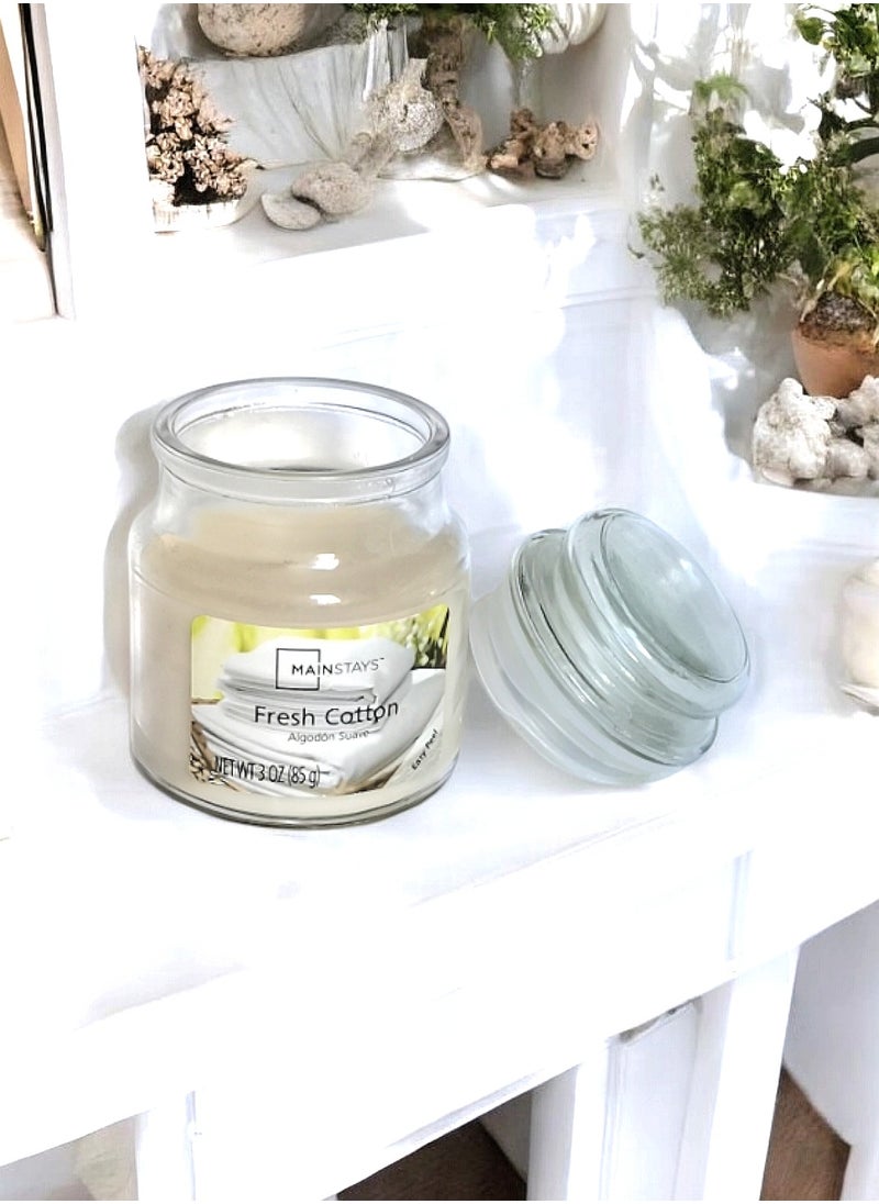 Mainstays - Fresh Cotton Scented Jar Candle with Lid 85 g - Image 1